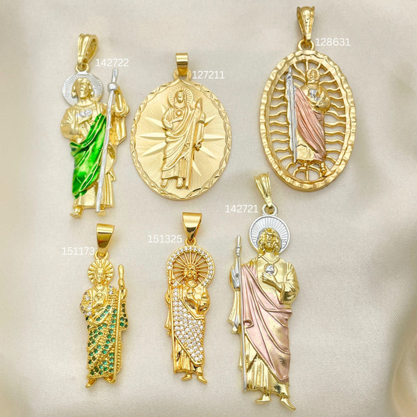 Kit Surtido de 18 Dijes Grandes de San Judas de Oro Laminado al por mayor — SKU 152538