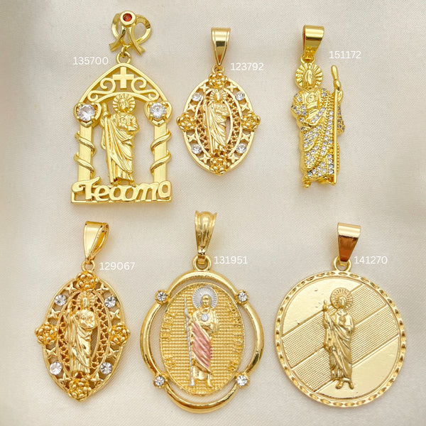Kit Surtido de 25 Dijes Medianos de San Judas de Oro Laminado al por mayor — SKU 152540