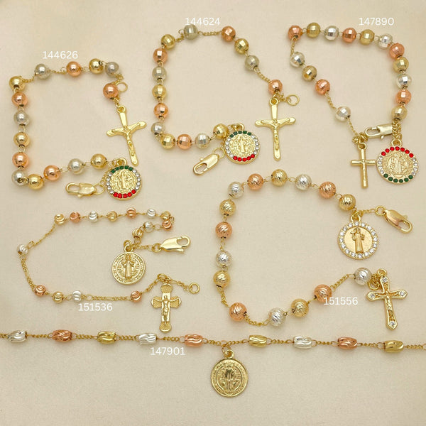 Kit Surtido de 20 Pulseras Rosario de San Judas de Oro Laminado al por mayor — SKU 152541