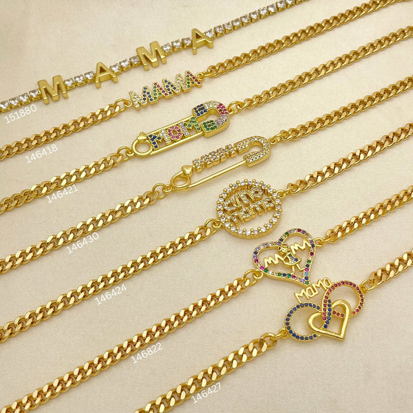 Kit Surtido de 20 Pulseras para Mamá de Oro Laminado al por mayor — SKU 152546
