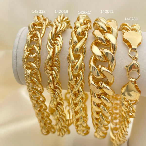 Kit Surtido de 15 Pulseras Couture Gruesas de Oro Laminado al por mayor — SKU 152552
