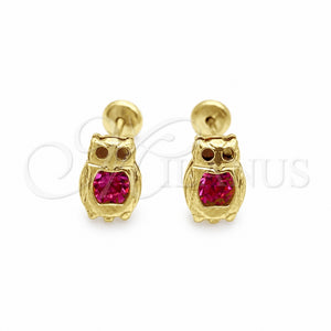 Arete Dormilona 02.02.0515 Oro Laminado, Diseño de Pajaro, con Rose Zirconia Cubica, Pulido, Tono Dorado