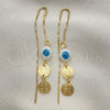 Arete Violador 02.02.0519 Oro Laminado, Diseño de Ojo Griego y San Benito, Pulido, Tono Dorado