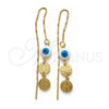 Arete Violador 02.02.0519 Oro Laminado, Diseño de Ojo Griego y San Benito, Pulido, Tono Dorado
