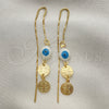 Arete Violador 02.02.0519 Oro Laminado, Diseño de Ojo Griego y San Benito, Pulido, Tono Dorado