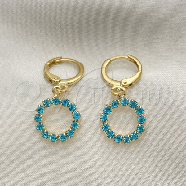 Argolla Huggie 02.02.0495.5.15 Oro Laminado, con Topacio Azul Zirconia Cubica, Pulido, Tono Dorado