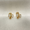 Arete Dormilona 02.02.0526 Oro Laminado, Diseño de Angel, Esmaltado Blanco, Tono Dorado