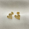 Arete Dormilona 02.02.0526 Oro Laminado, Diseño de Corazón, Pulido Blanco, Tono Dorado