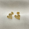 Arete Dormilona 02.02.0526 Oro Laminado, Diseño de Corazón, Pulido Blanco, Tono Dorado