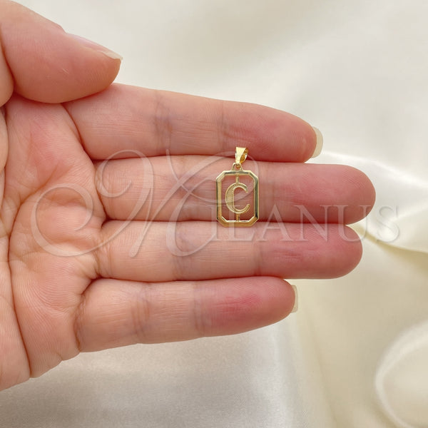 Dije Elegante 05.02.0069.3 Oro Laminado, Diseño de Iniciales, Pulido, Tono Dorado