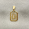 Dije Elegante 05.02.0069.4 Oro Laminado, Diseño de Iniciales, Pulido, Tono Dorado