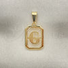 Dije Elegante 05.02.0069.5 Oro Laminado, Diseño de Iniciales, Pulido, Tono Dorado