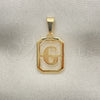 Dije Elegante 05.02.0069.5 Oro Laminado, Diseño de Iniciales, Pulido, Tono Dorado