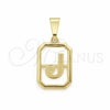 Dije Elegante 05.02.0069.10 Oro Laminado, Diseño de Iniciales, Pulido, Tono Dorado