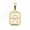 Dije Elegante 05.02.0069.18 Oro Laminado, Diseño de Iniciales, Pulido, Tono Dorado