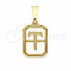 Dije Elegante 05.02.0069.20 Oro Laminado, Diseño de Iniciales, Pulido, Tono Dorado