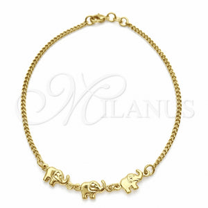 Pulsera Elegante 03.02.0101.08 Oro Laminado, Diseño de Elefante, Pulido, Tono Dorado (06 MM Thickness, 8 Inches Length)