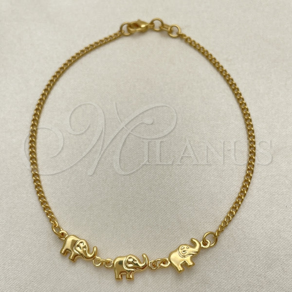 Pulsera Elegante 03.02.0101.08 Oro Laminado, Diseño de Elefante, Pulido, Tono Dorado (06 MM Thickness, 8 Inches Length)