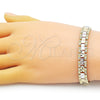 Pulsera Solida 03.102.0069.07 Oro Laminado, Diamantado, Tres Tonos (09 MM Thickness, 7 Inches Length)