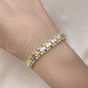 Pulsera Solida 03.102.0069.07 Oro Laminado, Diamantado, Tres Tonos (09 MM Thickness, 7 Inches Length)