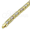 Pulsera Solida 03.102.0069.07 Oro Laminado, Diamantado, Tres Tonos (09 MM Thickness, 7 Inches Length)