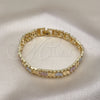 Pulsera Solida 03.102.0069.07 Oro Laminado, Diamantado, Tres Tonos (09 MM Thickness, 7 Inches Length)