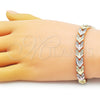 Pulsera Solida 03.102.0075.07 Oro Laminado, Diseño de Avión, Diamantado, Tres Tonos (08 MM Thickness, 7 Inches Length)