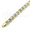 Pulsera Solida 03.102.0075.07 Oro Laminado, Diseño de Avión, Diamantado, Tres Tonos (08 MM Thickness, 7 Inches Length)