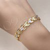 Pulsera Solida 03.102.0076.08 Oro Laminado, Diamantado, Tres Tonos (Thickness, 8 Inches Length)
