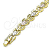 Pulsera Solida 03.102.0076.08 Oro Laminado, Diamantado, Tres Tonos (Thickness, 8 Inches Length)