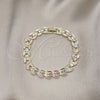 Pulsera Solida 03.102.0076.08 Oro Laminado, Diamantado, Tres Tonos (Thickness, 8 Inches Length)