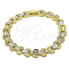 Pulsera Solida 03.102.0076.08 Oro Laminado, Diamantado, Tres Tonos (Thickness, 8 Inches Length)