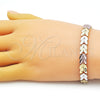 Pulsera Solida 03.102.0078.07 Oro Laminado, Diseño de Corazón, Pulido, Tres Tonos (08 MM Thickness, 7 Inches Length)