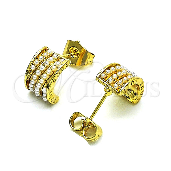 Arete Dormilona 02.379.0043 Oro Laminado, con Marfil Perla, Pulido, Tono Dorado