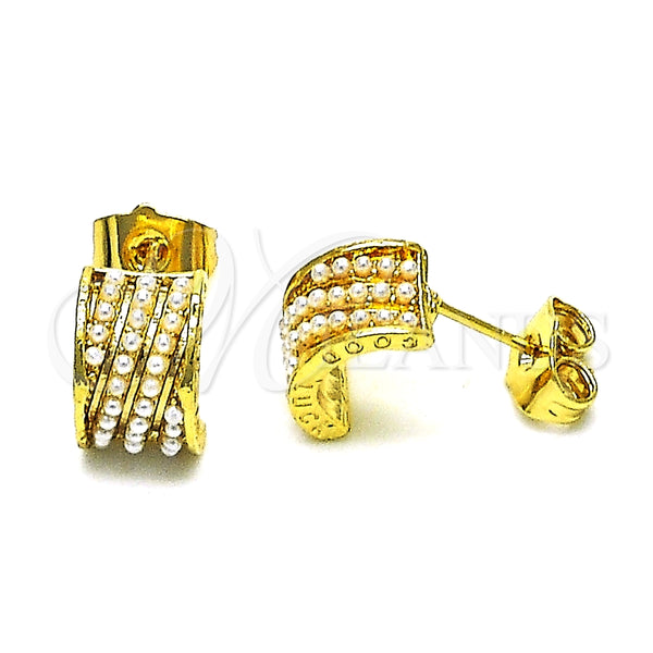 Arete Dormilona 02.379.0043 Oro Laminado, con Marfil Perla, Pulido, Tono Dorado