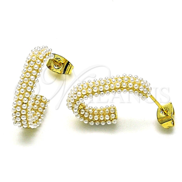 Arete Dormilona 02.379.0045 Oro Laminado, con Marfil Perla, Pulido, Tono Dorado