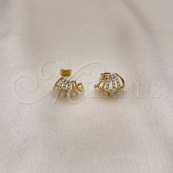 Arete Dormilona 02.379.0046 Oro Laminado, con Marfil Perla, Pulido, Tono Dorado
