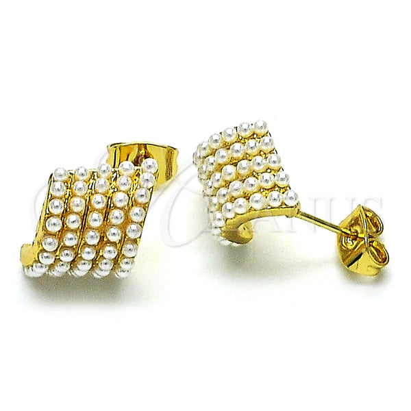 Arete Dormilona 02.379.0047 Oro Laminado, con Marfil Perla, Pulido, Tono Dorado