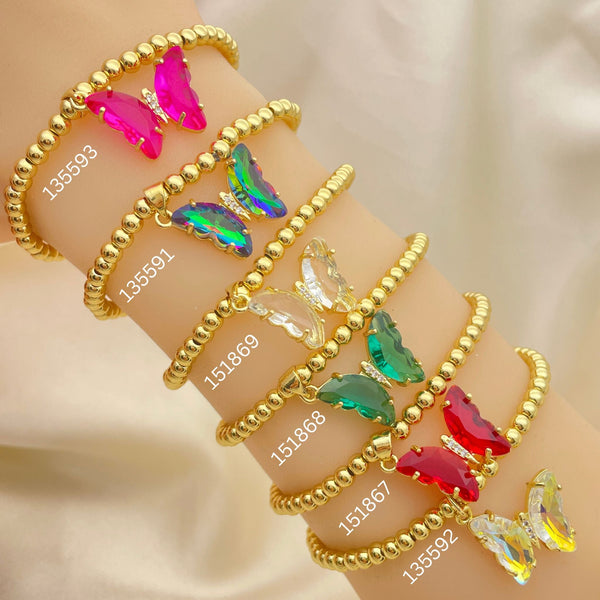 Kit Surtido de 15 Pulseras Flex con Cuentas de Oro Laminado al por mayor — SKU 152655