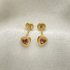 Arete Dormilona 02.02.0528.1 Oro Laminado, Diseño de Corazón, con Violeta Zirconia Cubica, Pulido, Tono Dorado