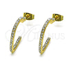 Arete Dormilona 02.379.0049.1 Oro Laminado, Diseño de Corazón, con Blanca Cristal, Pulido, Tono Dorado