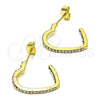 Arete Dormilona 02.379.0049.1 Oro Laminado, Diseño de Corazón, con Blanca Cristal, Pulido, Tono Dorado