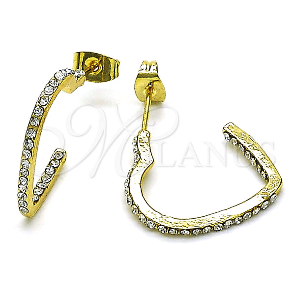 Arete Dormilona 02.379.0049.1 Oro Laminado, Diseño de Corazón, con Blanca Cristal, Pulido, Tono Dorado