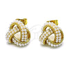 Arete Dormilona 02.379.0051 Oro Laminado, Diseño de Nudo, con Marfil Perla, Pulido, Tono Dorado