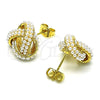 Arete Dormilona 02.379.0051 Oro Laminado, Diseño de Nudo, con Marfil Perla, Pulido, Tono Dorado