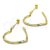Arete Dormilona 02.379.0052 Oro Laminado, Diseño de Corazón y Torcido, con Marfil Perla, Pulido, Tono Dorado