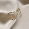 Arete Dormilona 02.379.0052 Oro Laminado, Diseño de Corazón y Torcido, con Marfil Perla, Pulido, Tono Dorado