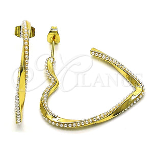 Arete Dormilona 02.379.0052 Oro Laminado, Diseño de Corazón y Torcido, con Marfil Perla, Pulido, Tono Dorado