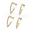 Arete Dormilona 02.379.0052 Oro Laminado, Diseño de Corazón y Torcido, con Marfil Perla, Pulido, Tono Dorado