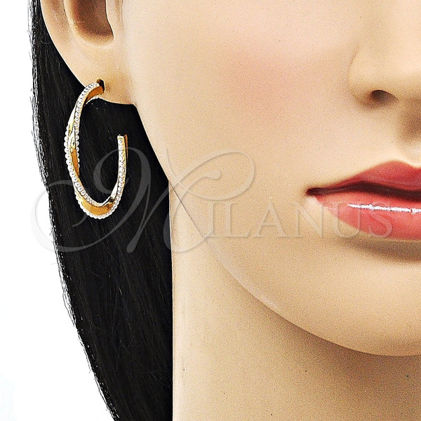 Argolla Mediana 02.379.0053.30 Oro Laminado, Diseño de Torcido, con Marfil Perla, Pulido, Tono Dorado